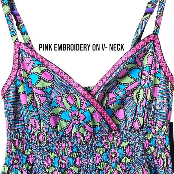 TOMMY HILFIGERโMulti  Color Floral Print Pink Embroidery Sleeveless Tank Top L - Picture 3 of 15